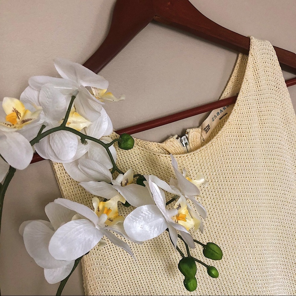 Zara Knit Pale Yellow Peplum Tank